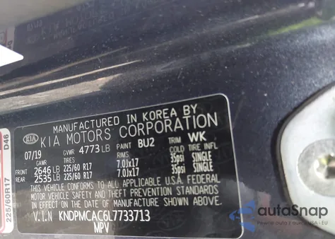 2020 Kia Sportage Lx из США, поврежденный, VIN KNDPMCAC6L7733713